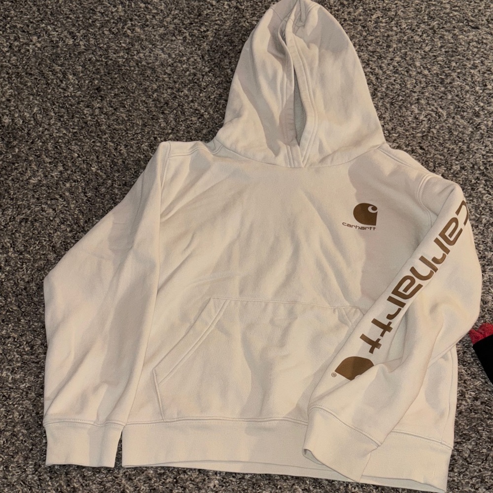 Carhartt Off-White Hoodie with Brown Accents